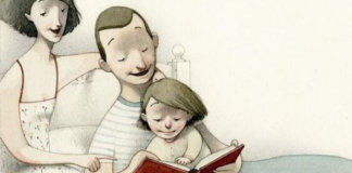 Deite os seus filhos lendo um livro, não vendo televisão