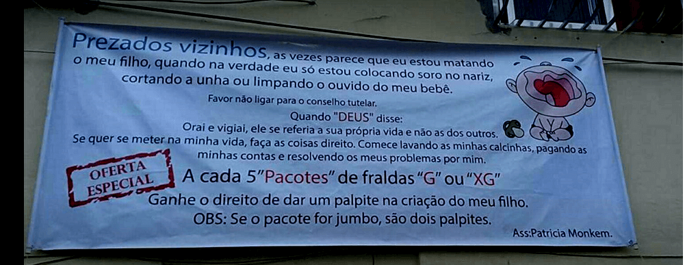 psicologiasdobrasil.com.br - Mãe faz cartaz sobre como dar palpites na criação de seus filhos