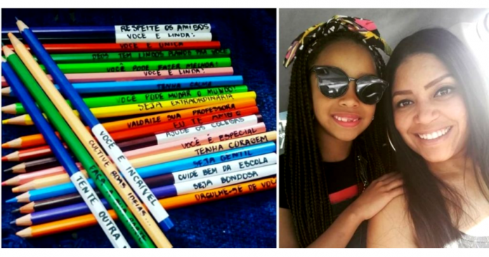 “Seja extraordinária”: Mãe  cola frases motivadoras nos lápis de cor da filha em Jundiaí (SP)