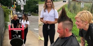 Cabeleireira leva cadeira para as ruas e oferece corte de cabelo gratuito a desabrigados