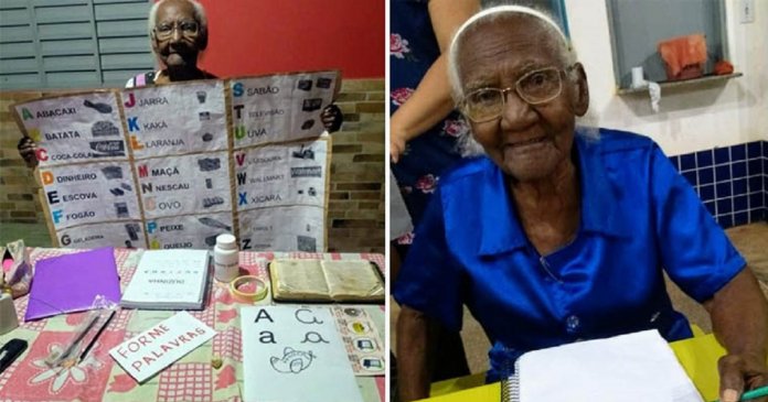 Ela aprendeu a ler e escrever aos 104 anos e agora sonha ler a Bíblia