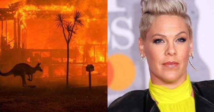 Cantora Pink doa R$ 2 milhões para combate a incêndios florestais na Austrália