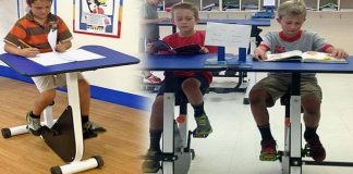 Escola usa mesas com pedal para alunos com hiperatividade