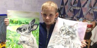 Garotinho faz pinturas impressionantes em troca de doações para abrigos de animais