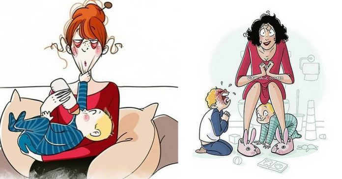 21 ilustrações sobre como é a vida de uma mãe após o nascimento dos filhos