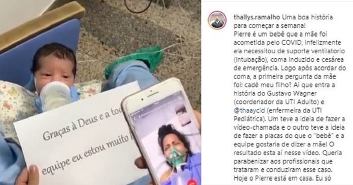 Equipe de hospital escreve mensagem de bebê para mãe com Covid-19