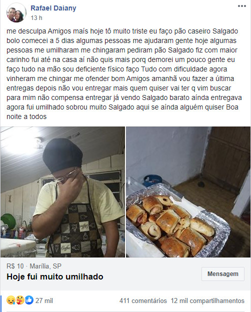 psicologiasdobrasil.com.br - Homem com deficiência física é humilhado após atrasar entrega de salgados e recebe apoio na internet