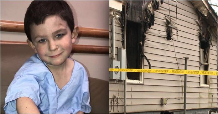 Menino de 5 anos puxa sua irmãzinha pela janela durante um incêndio e volta para salvar seu cachorro