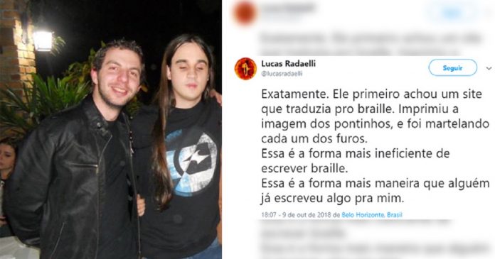 Noivo emociona amigo deficiente visual ao lhe entregar convite de casamento em braile