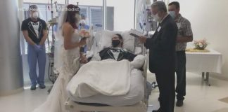 Paciente com Covid-19 se casa em cerimônia realizada em seu quarto no hospital
