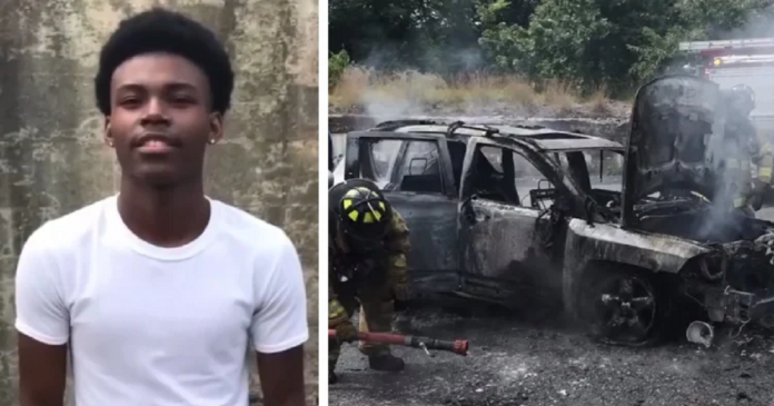 Adolescente salva família inteira que estava presa em carro em chamas