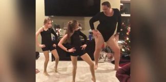 Pai veste colant e dança ‘Single Ladies’ com as filhas para vê-las felizes. A internet foi à loucura!