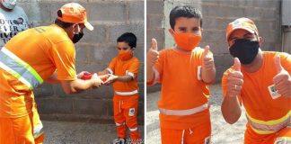 Garoto que é fã número um da equipe de coleta de lixo ganha seu próprio uniforme