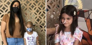 Mãe cortou o próprio cabelo para fazer uma peruca para filha com leucemia