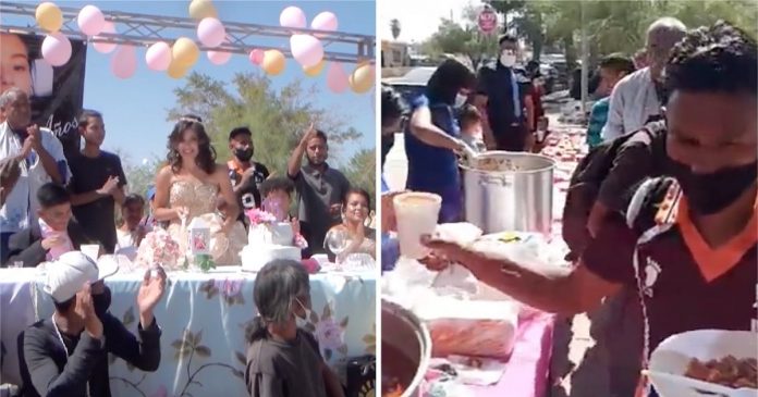 Jovem convida pessoas em situação de rua para sua festa de 15 anos. Comeram, dançaram e se divertiram juntos.