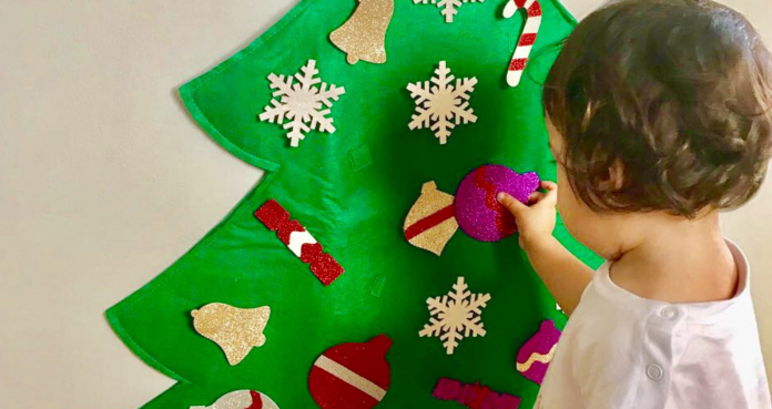 Como fazer Árvore de Natal de feltro com crianças