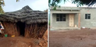 Homem constrói casa para uma idosa e seus netos que viviam em casa de barro