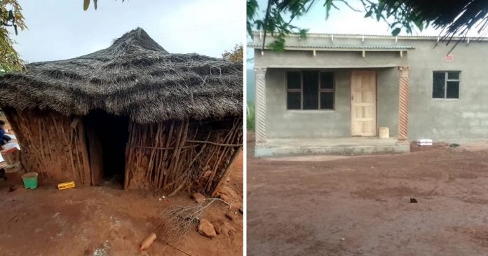 Homem constrói casa para uma idosa e seus netos que viviam em casa de barro