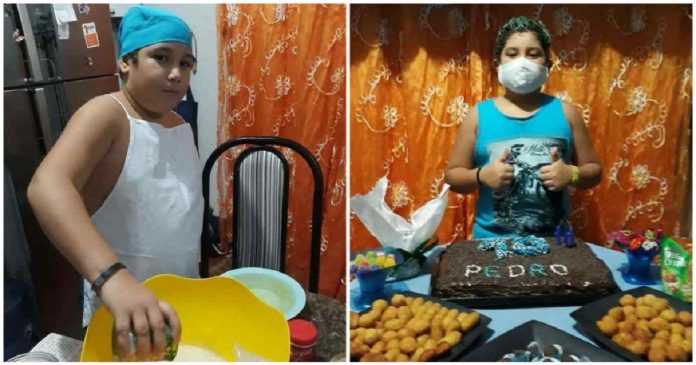 Menino de 10 anos comemorou seu aniversário sozinho porque sua família está com COVID-19