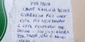 Jovem pede ajuda em guardanapo depois de ser assediada pelo chefe: ‘Por favor, não é brincadeira’