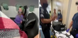 Vídeo mostra mulher amarrada com fita adesiva em avião. Ele queria abrir a porta em pleno vôo