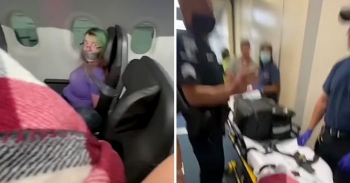Vídeo mostra mulher amarrada com fita adesiva em avião. Ele queria abrir a porta em pleno vôo