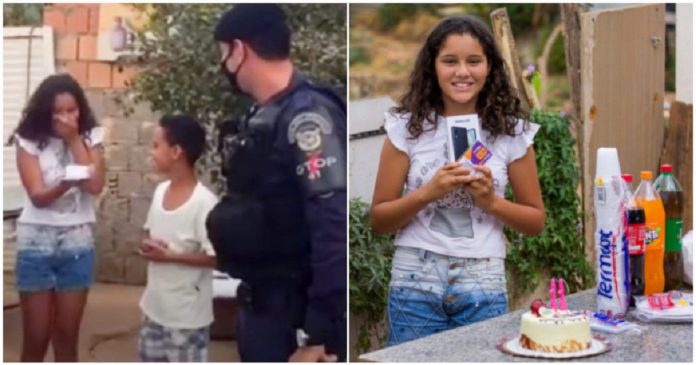 Policiais doam celular novo para menina que foi assaltada