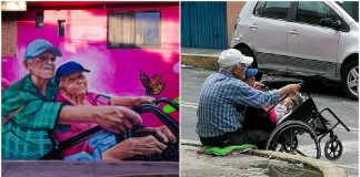 Artista urbano eterniza em mural o amor entre dois idosos e viraliza