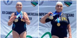 Idosa de 87 anos ganhou 6 medalhas de ouro na competição sul-americana de natação
