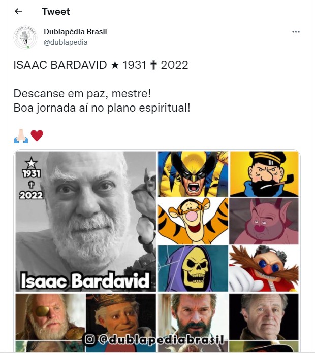 psicologiasdobrasil.com.br - Dublador do Wolverine, Isaac Bardavid falece aos 90 anos no Rio de Janeiro