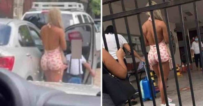 Mãe foi criticada por buscar filho na escola com “pouca roupa”. Ela é modelo fitness