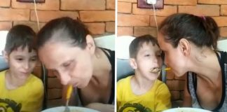 Mulher com paralisia alimenta filho com autismo usando a boca. Nada impede uma mãe dedicada!
