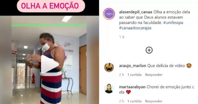 Professora da rede pública se emociona com entrada de alunos na faculdade