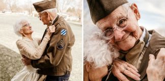 Idosa voltou a usar vestido de noiva para comemorar 70 anos de casamento com o marido