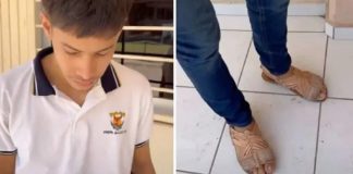 Menino debocha de colega por usar tênis falsificados e pai o faz ir para a escola com calçados humildes