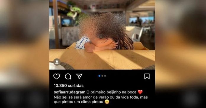 Atriz portuguesa causa revolta ao mostrar filho de 3 anos beijando na boca: “Criança não namora”