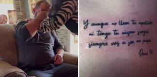 Filha faz tatuagem em homenagem ao padrasto e ele não segura a emoção