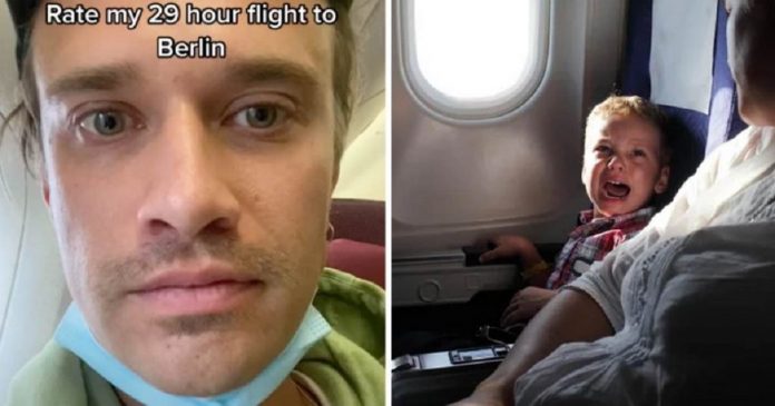 Passageiro gravou os gritos incessantes de uma criança em um voo de 29 horas: “Leve-o para casa agora”