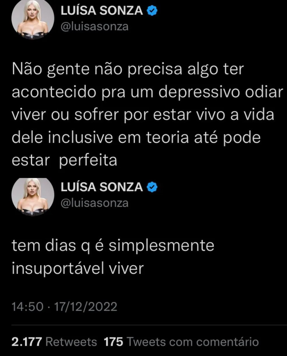 psicologiasdobrasil.com.br - Luísa Sonza fala sobre recaída na depressão: "Tem dias que é insuportável viver"