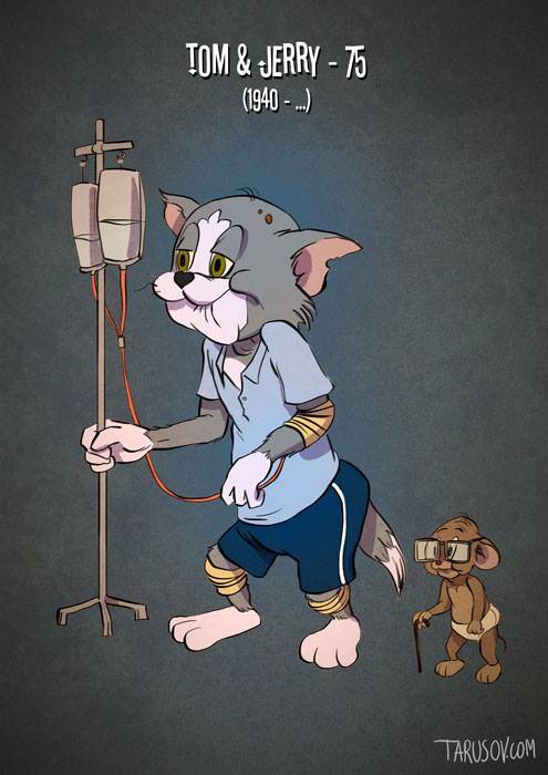 psicologiasdobrasil.com.br - Personagens de animações clássicas ganham versão "aposentada"