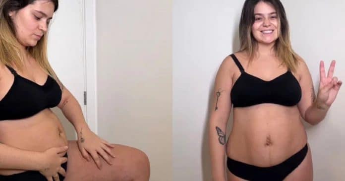 Viih Tube exibe marcas no corpo um mês após dar a luz sua primeira filha
