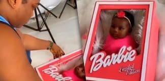 Mulher fotografa bebê em caixa da Barbie e imagens viralizam na web