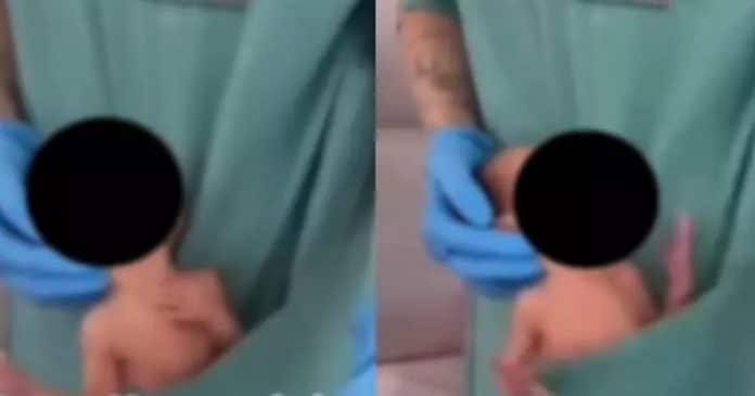 Fisioterapeuta põe recém-nascido no bolso e faz ‘dancinha’ em hospital de SC