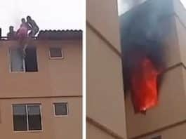 Vizinhos salvam mulher pela janela do apartamento durante incêndio em prédio na Grande BH
