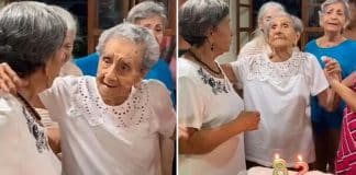Idosa comemora aniversário de 82 anos com a mãe de 104 e comove a web