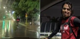 Empresário faz doação e dá ‘folga’ a motoboy que fazia entregas sob chuva à meia-noite