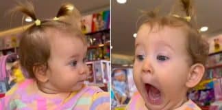 Vídeo: Mãe mostra reação fofíssima da filha ao entrar em loja de brinquedos pela primeira vez