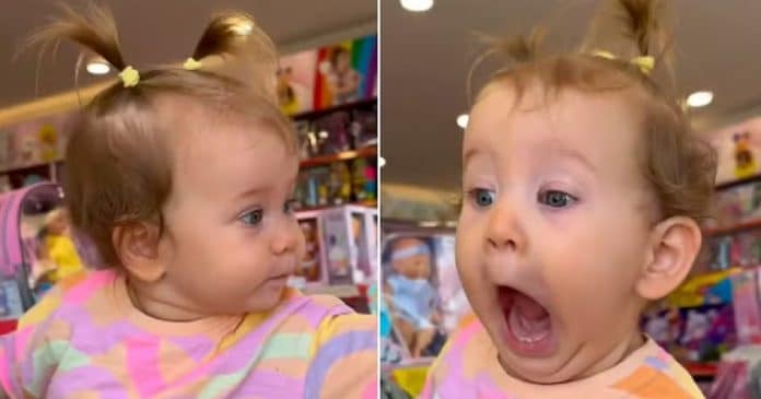 Vídeo: Mãe mostra reação fofíssima da filha ao entrar em loja de brinquedos pela primeira vez